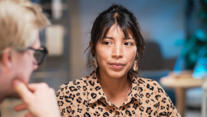 woman listening in conversation