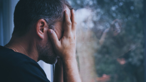 man unhappy emotional displacement